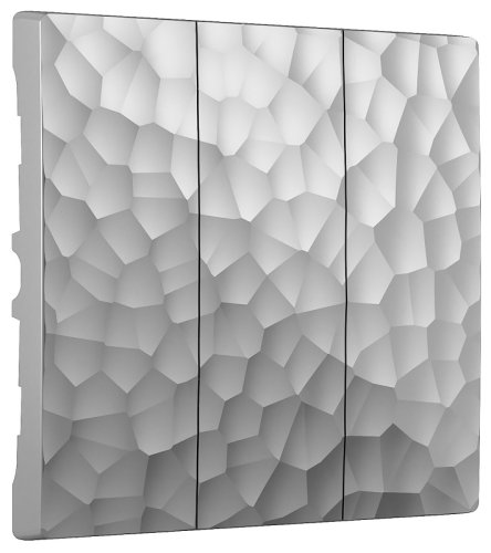 Лицевая панель Werkel Hammer для 3-кл. выключателя серебро фото Лицевая панель Werkel Hammer для 3-кл. выключателя серебро картинка